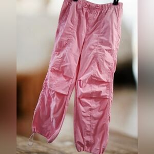 Love Tree Pink wide leg Adjustable parachute Pants  LG